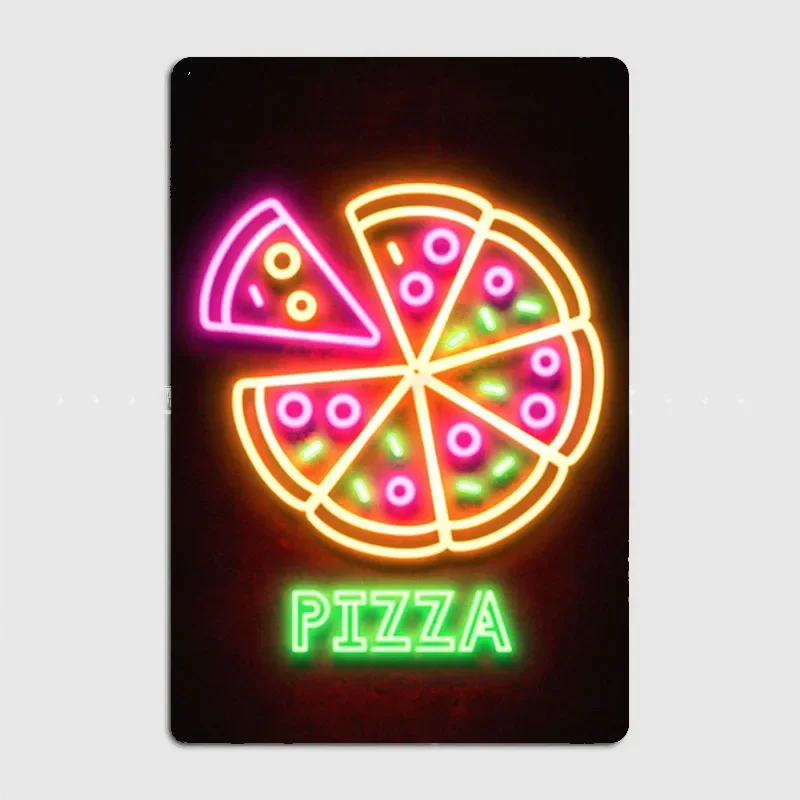 Pizza Food Vintage Restaurant Poster Metal Sign Cinema Kitchen Printing Sign Room Wall Decor Tin Home Decoration