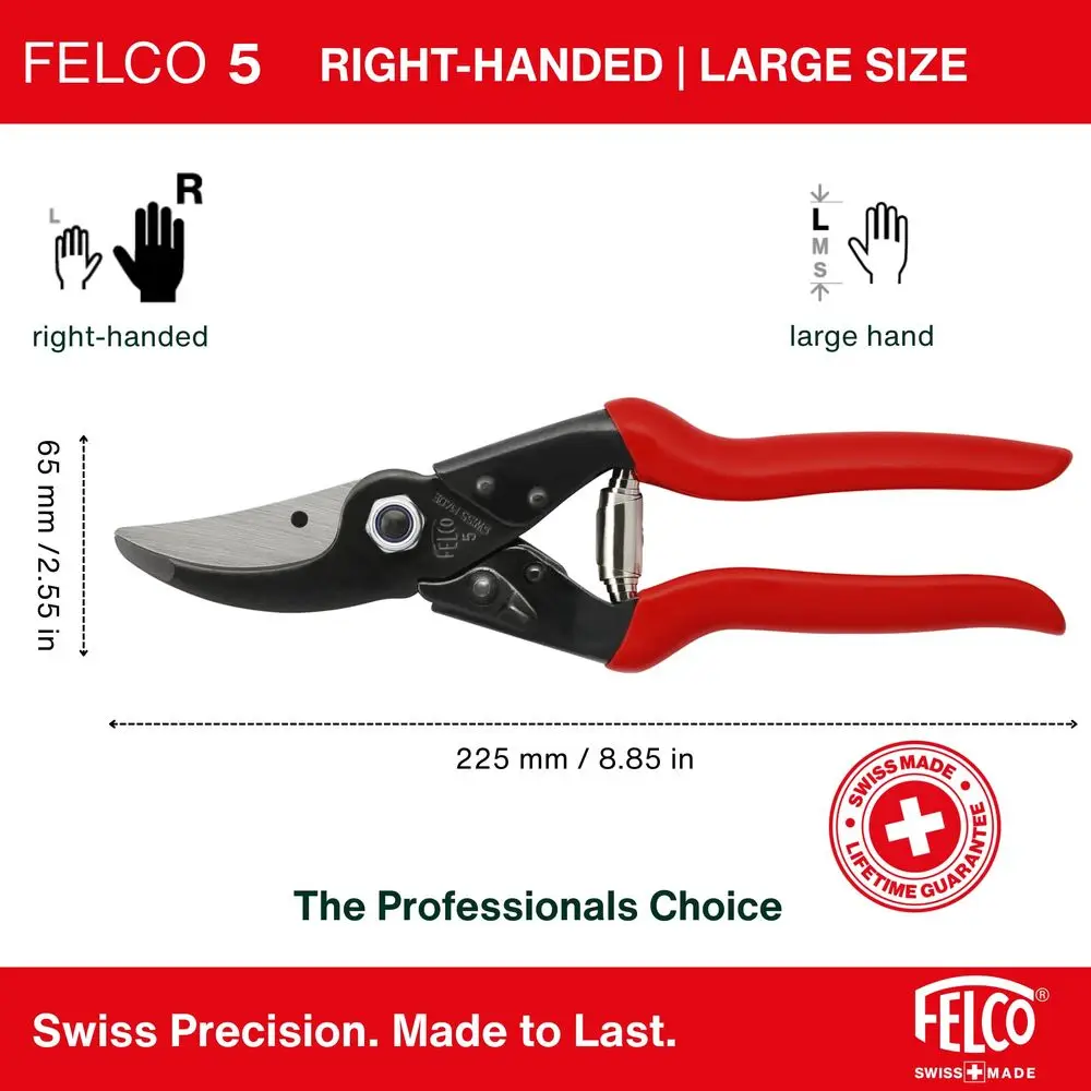 

Садовые ножницы F5 Pruning Shears 8.9, цельностальные, большие, швейцарского производства, для сада и ландшафта, ручные секаторы, садовый инструмент-резак с пружинным механизмом