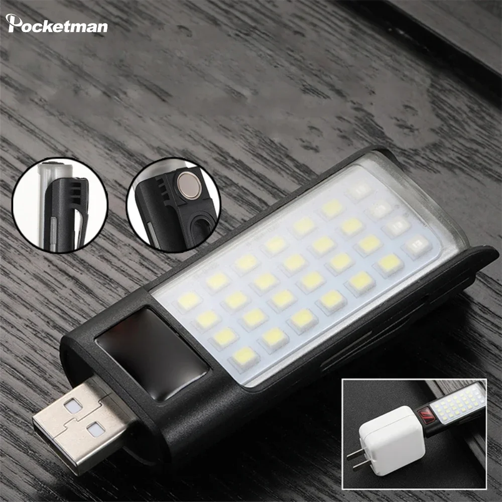 Torcia portatile ricaricabile USB di tipo C Mini lampada da lavoro con magnete Torcia portachiavi con luce di emergenza super luminosa impermeabile