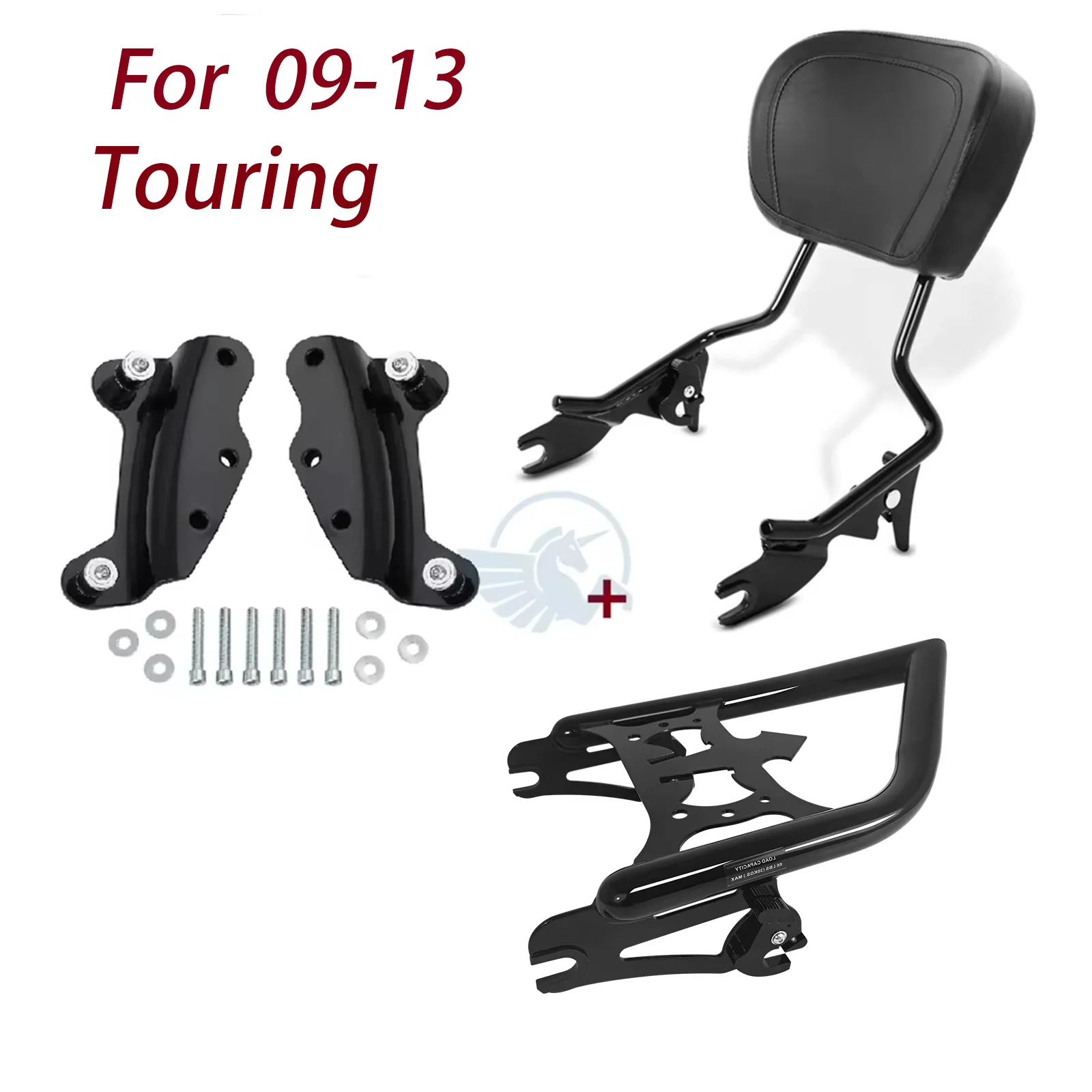 

Passenger Motorcycle Rear Backrest Sissy Bar with Luggage Rack For Harley Touring 09-13 14-25 Road King Electra Street Glide