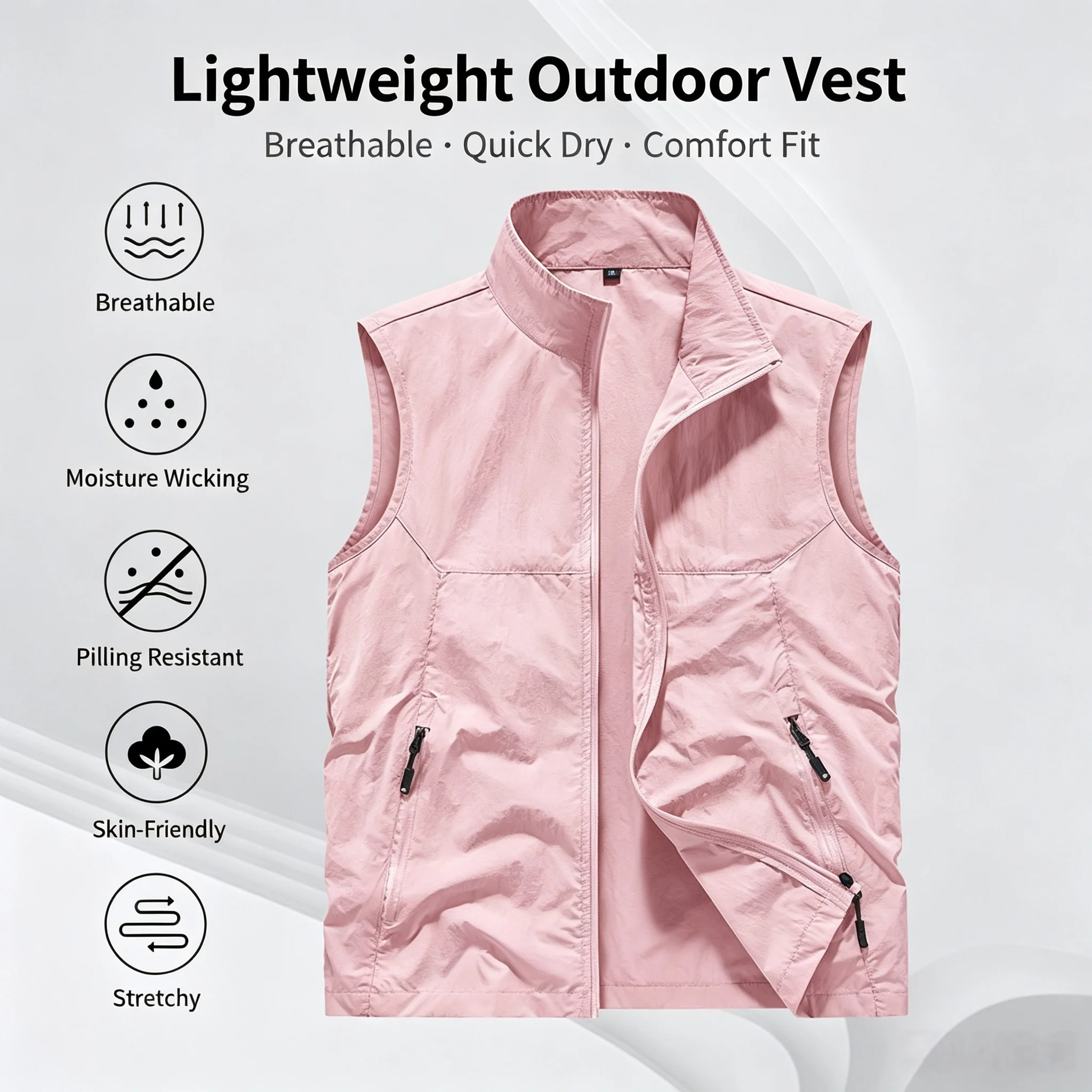 New Outdoor Multi Pocket Vest quick-drying Waterproof jacket for Hiking Fishing Photographers Volunteers Printing LOGO