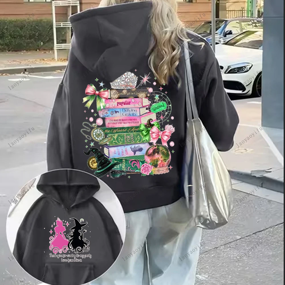 سترة شريرة بقلنسوة لخريف/شتاء 2025 للنساء على الوجهين مطبوعة بقلنسوة ملابس كلاسيكية بلوفرات غير رسمية بغطاء للرأس للنساء