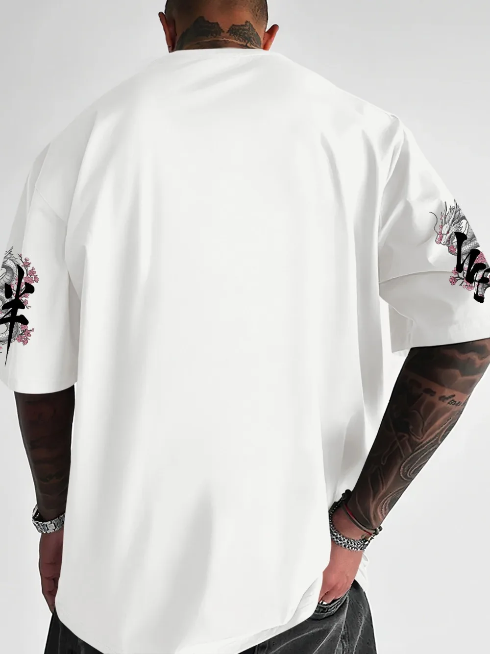 Harajuku Sakura Dragon & Calligraphy 3D-Druck Sport Schnelltrocknend Breatha Herren T-Shirt Outdoor Street Fashion Y2K Eltern-Kind-Kleidung – Detail 7