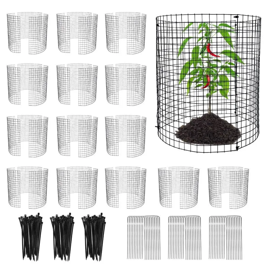 

Комплект круглых защитных ограждений для растений от животных, 12x12 металлических каркасов для растений, 45 шт. металлической сетки для защиты от животных, защита сада от кроликов