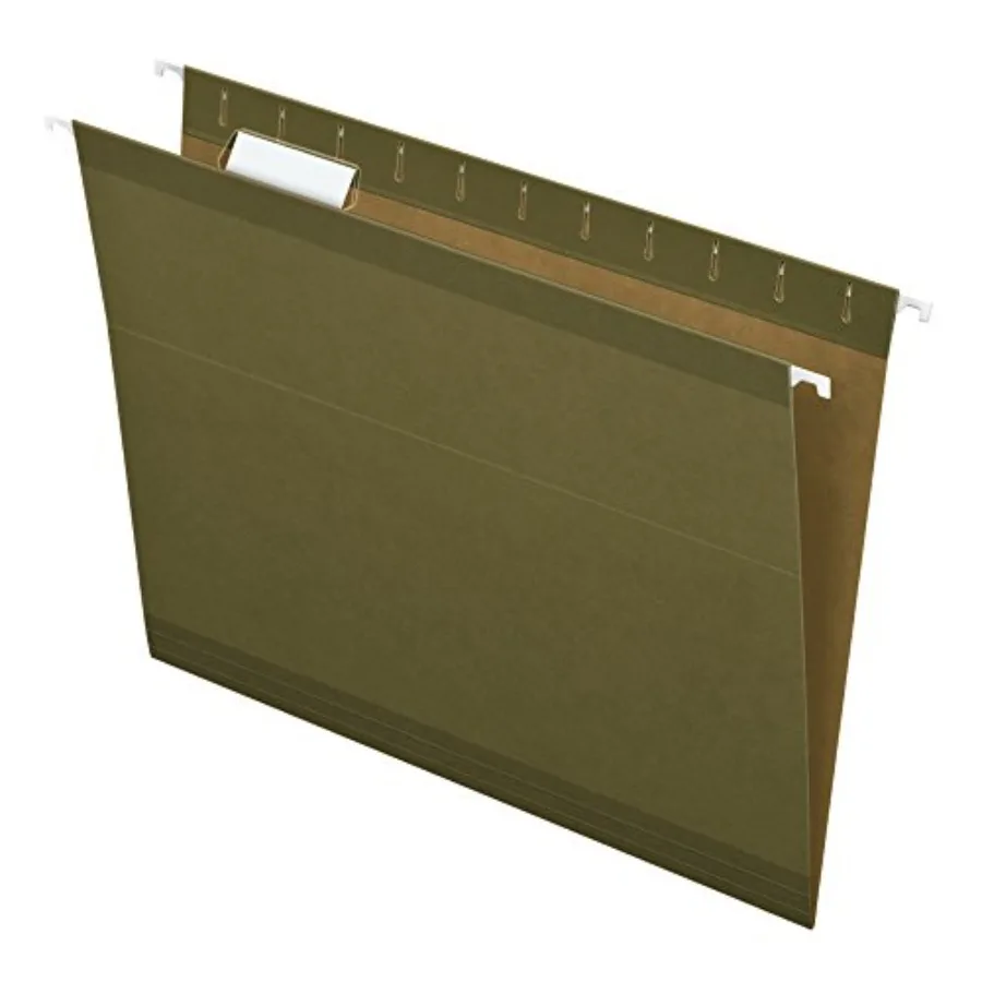 

Reinforced Hanging Folders, Letter Size, Standard Green, 1/5 Cut, Includes Tabs and Inserts, 25/Box 41521AMZ