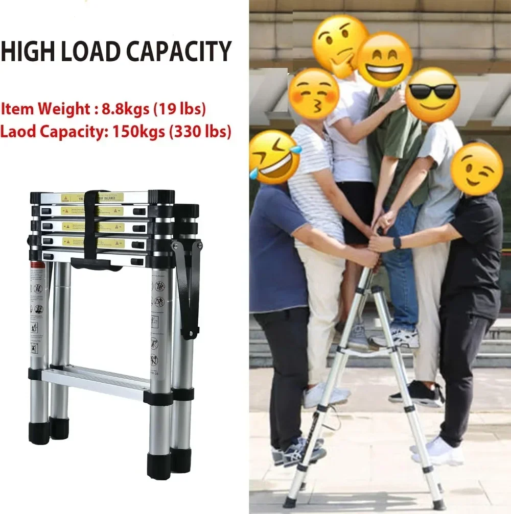 Ladder, 6ft Telescoping Ladder, A-Frame Extension Ultra-Light 4+5 Step Folding Ladder Portable 330lbs Capacity