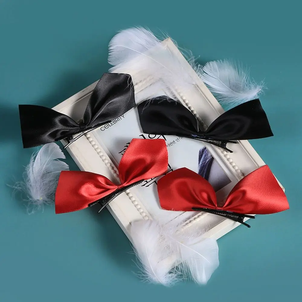Pinzas para el cabello Bowkont Ins, horquillas, Clip LATERAL para el cabello, tocado nuevo, pinzas para el cabello con lazo de seda satinada, horquillas para mujer, Clip de pico de pato coreano