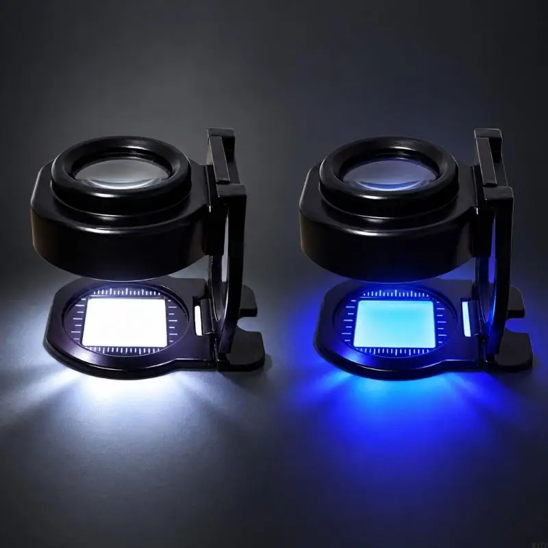 25x Inspection Lens with White LED and Currency Inspection Light, USB Rechargeable Hinged Stand Viewer for Print and M4YD