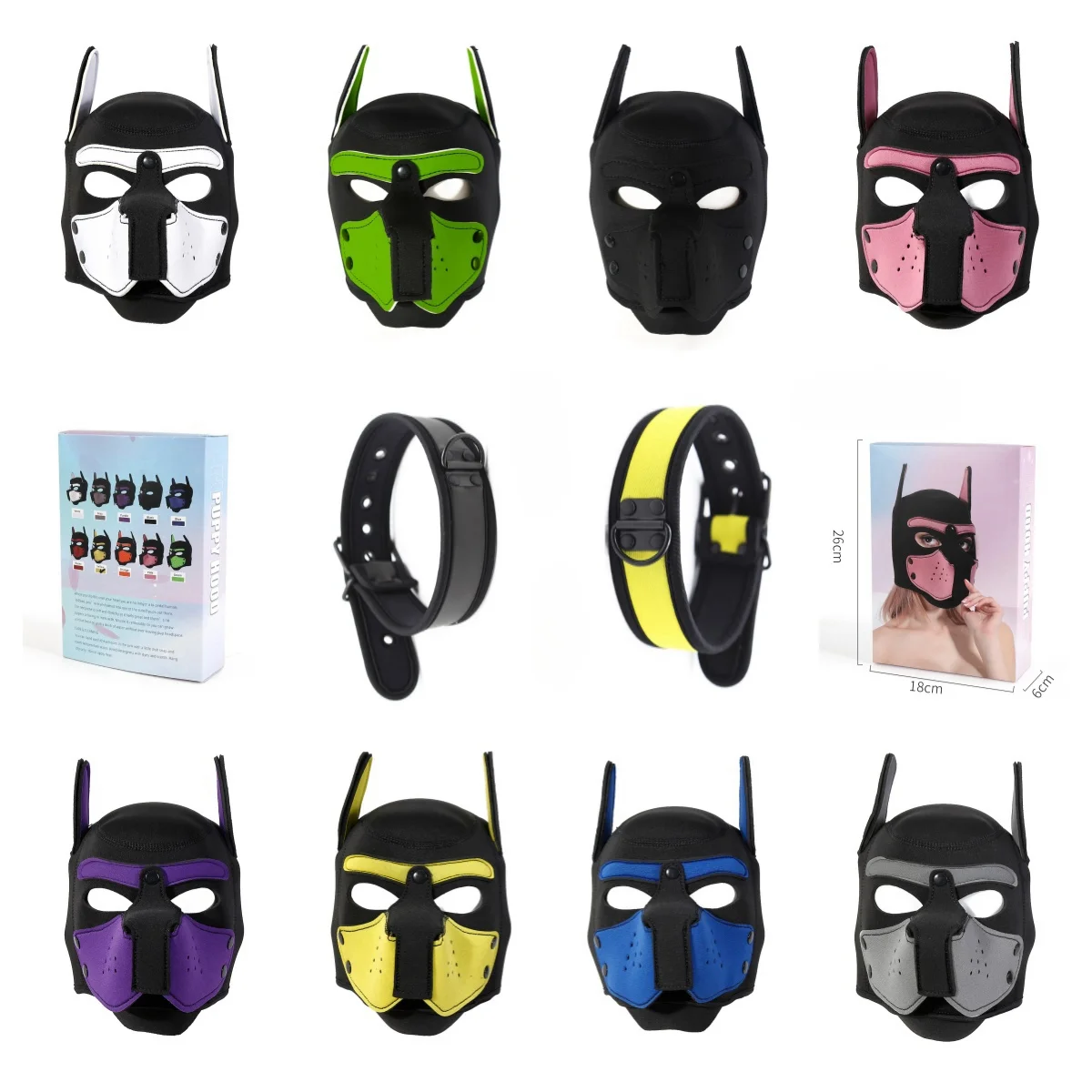 

Sexy Accessories of Padded Rubber Full Head Hood Mask for Couples Animal Role Play Games Dog Mask Puppy Cosplay Exotic Costumes