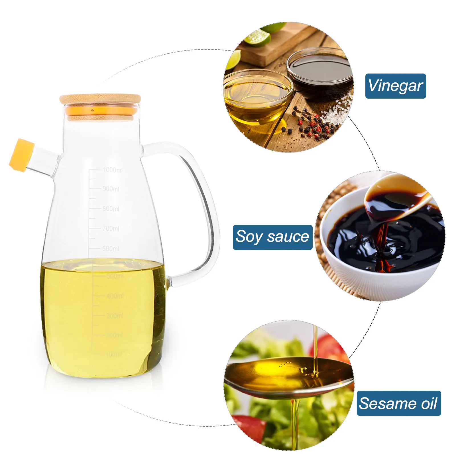 

Glass Oil Bottle Container Spout Kitchen Jars Holder Home Use Safe Material Life Oil Vinegar Dispenser Storage