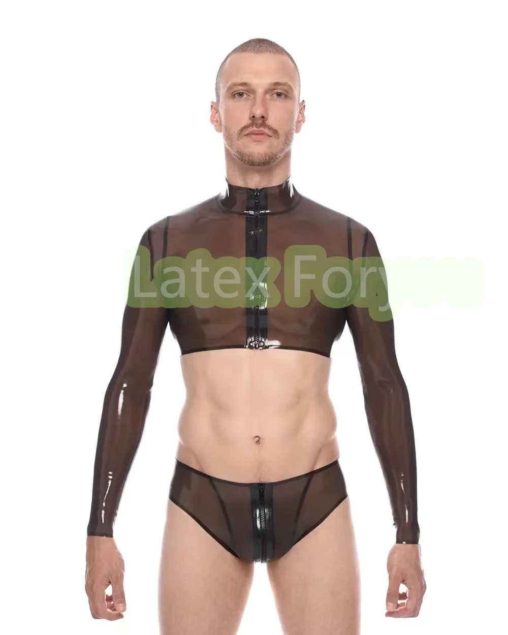 Handmade Natural  Latex Men's wear Crop  Top Men's High Neck Rubber Gummi Male Tops  Rubber Fashion Customized No Brief