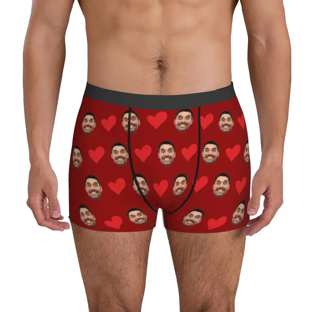 Ropa interior con foto de cara personalizada, calzoncillos bóxer de corazón personalizados, regalo para marido, regalo de aniversario para papá