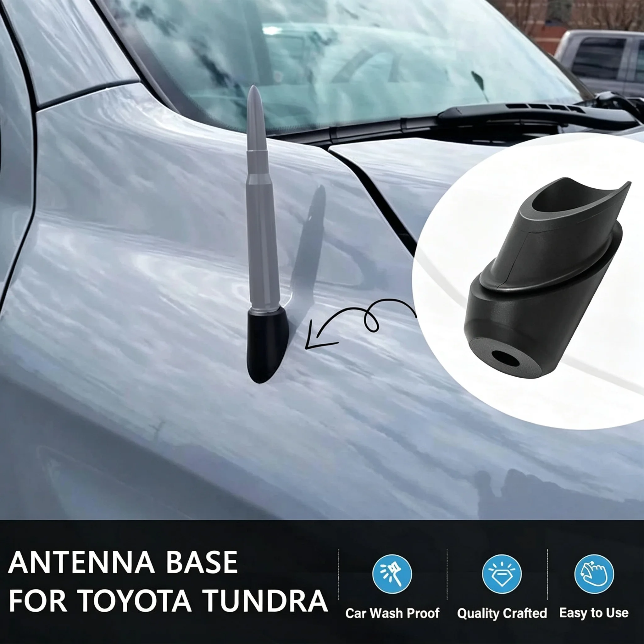 Rhyming Antenna Base Cover Roof Replacement For Toyota Tundra 2014-2019 2020 Antenna Mount Housing Balck Car Exterior Accessory