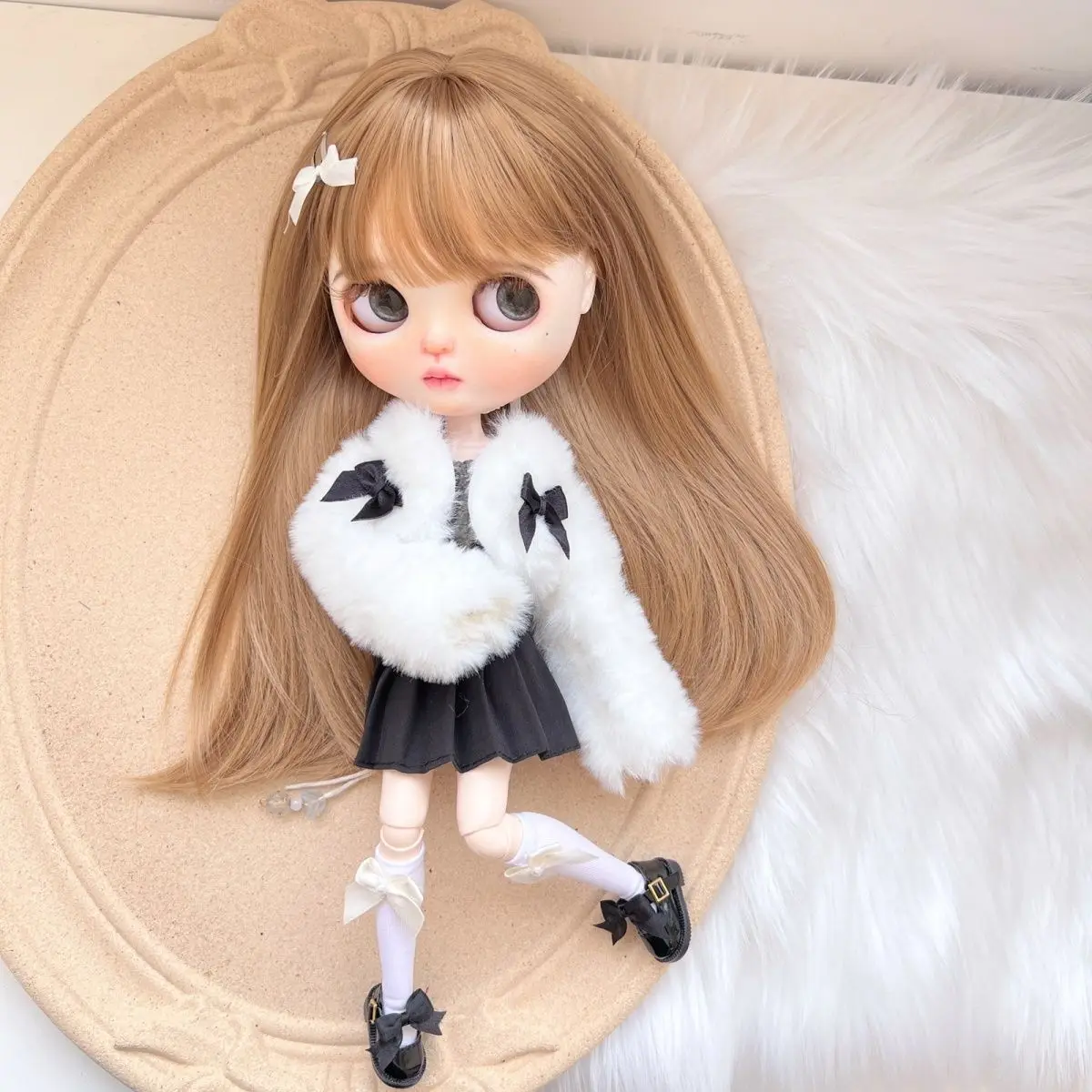 Blythe Doll Dress Set OB22 OB24 AZONE Plush Jacket Winter Set Handmade 28-30cm Doll Accessories Cute Doll