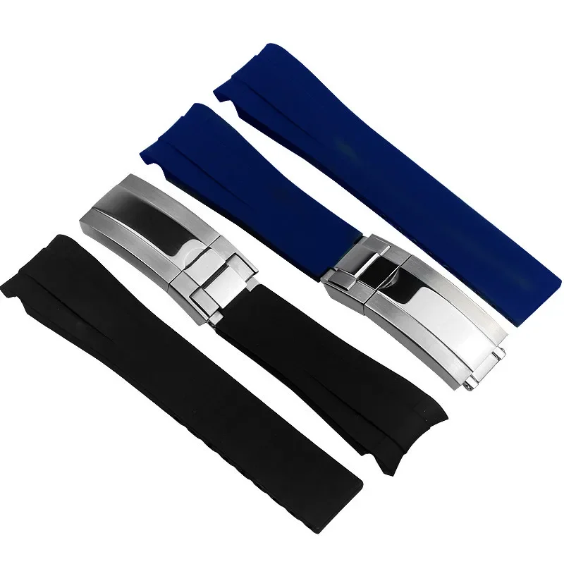 20mm 21mm FluoroRubber Watchband for Rolex Submariner DAYTONA GMT Yacht-Master Strap Replacement Watch Band Bracelet Accessories