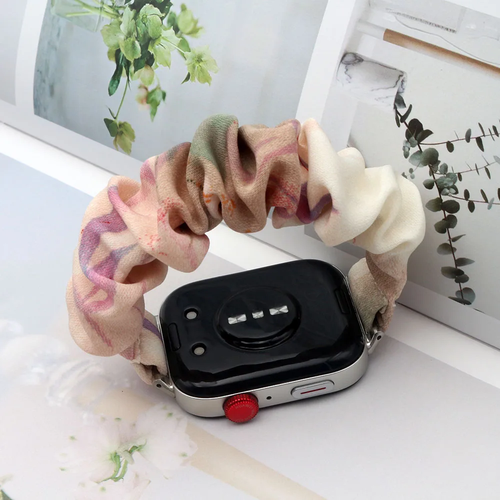 Women Scrunchie Band for Huawei Watch Fit 3/ 4/4 Pro Strap Cute Pattern Printed Bracelet  Wristband for Small/Medium Wrist