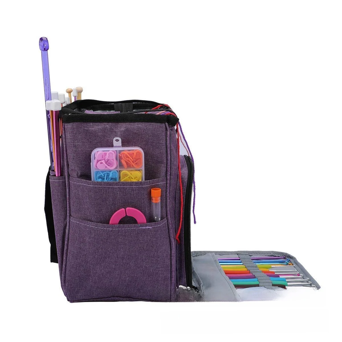 

Oxford Cloth Yarn Storage Bag Portable Crochet Tool Purple Cow Cloth Handbag Large Capacity Storage Bag for Home Use