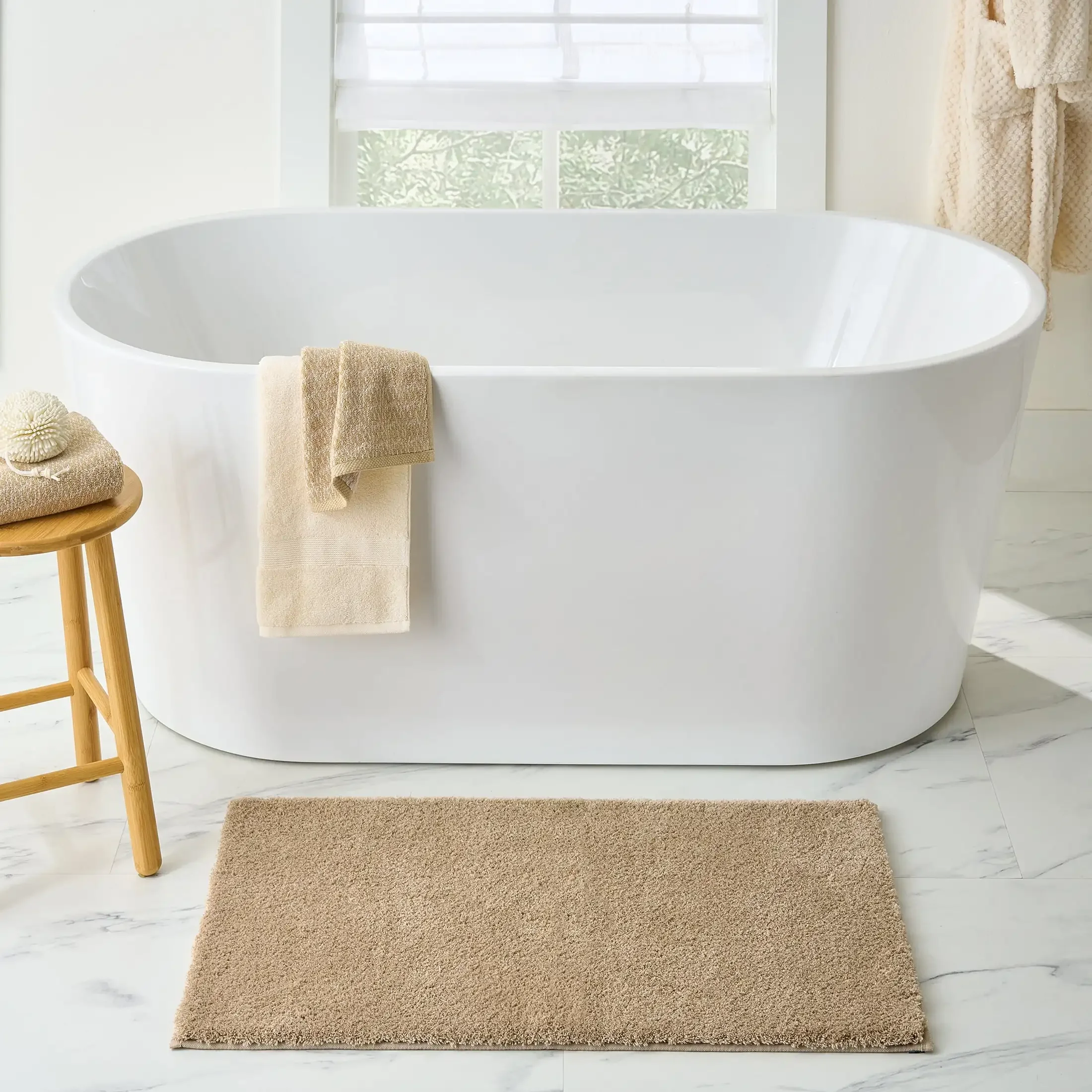 سجادة حمام بوليستر فائقة النعومة وبسكويت اللوز مقاس 20 × 34 بوصة