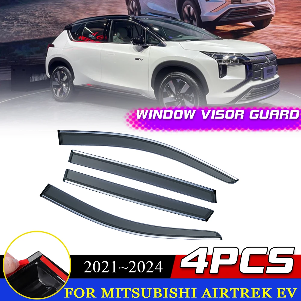 Windows Door Visor for Mitsubishi Airtrek EV 2021~2024 2022 2023 Awnings Rain Eyebrow Smoke Deflector Guard Cover Accessories