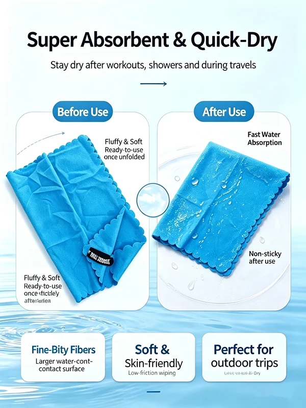 Nano Ultra-Fine Fiber Outdoor Quick Drying Towel, Ultra-Thin and Soft, Refreshing and Skin Friendly, Suitable for Outdoor Fitnes