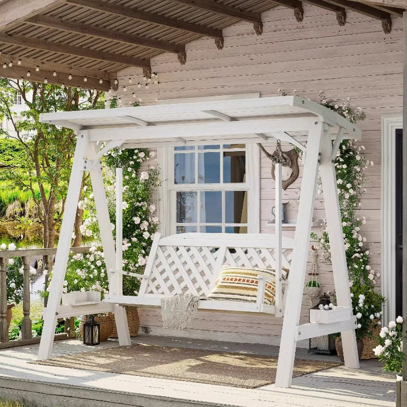 

Уличные деревянные подвесные качели от пола до потолка, для балкона, из антисептической древесины, двухместные, с корзинами, садовые качели-качалки