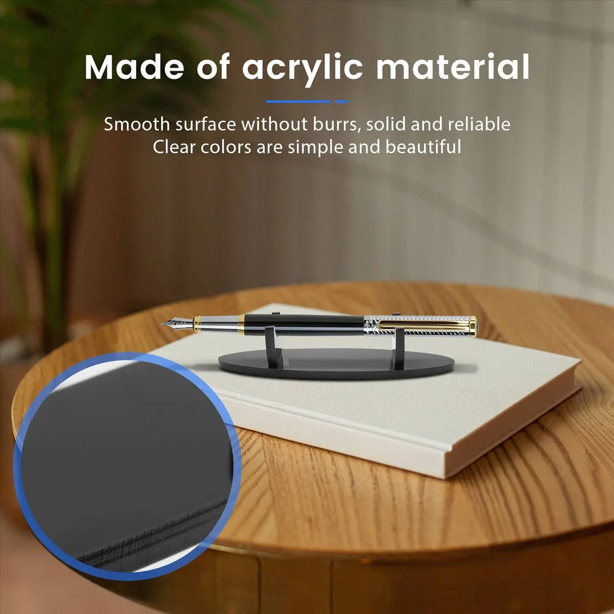 【STABLE QUALITY】2 Pieces Acrylic Pen Holder Display Stand Pencil Display Holder Fountain Pen Ballpoint Pen Display Rack (Black)