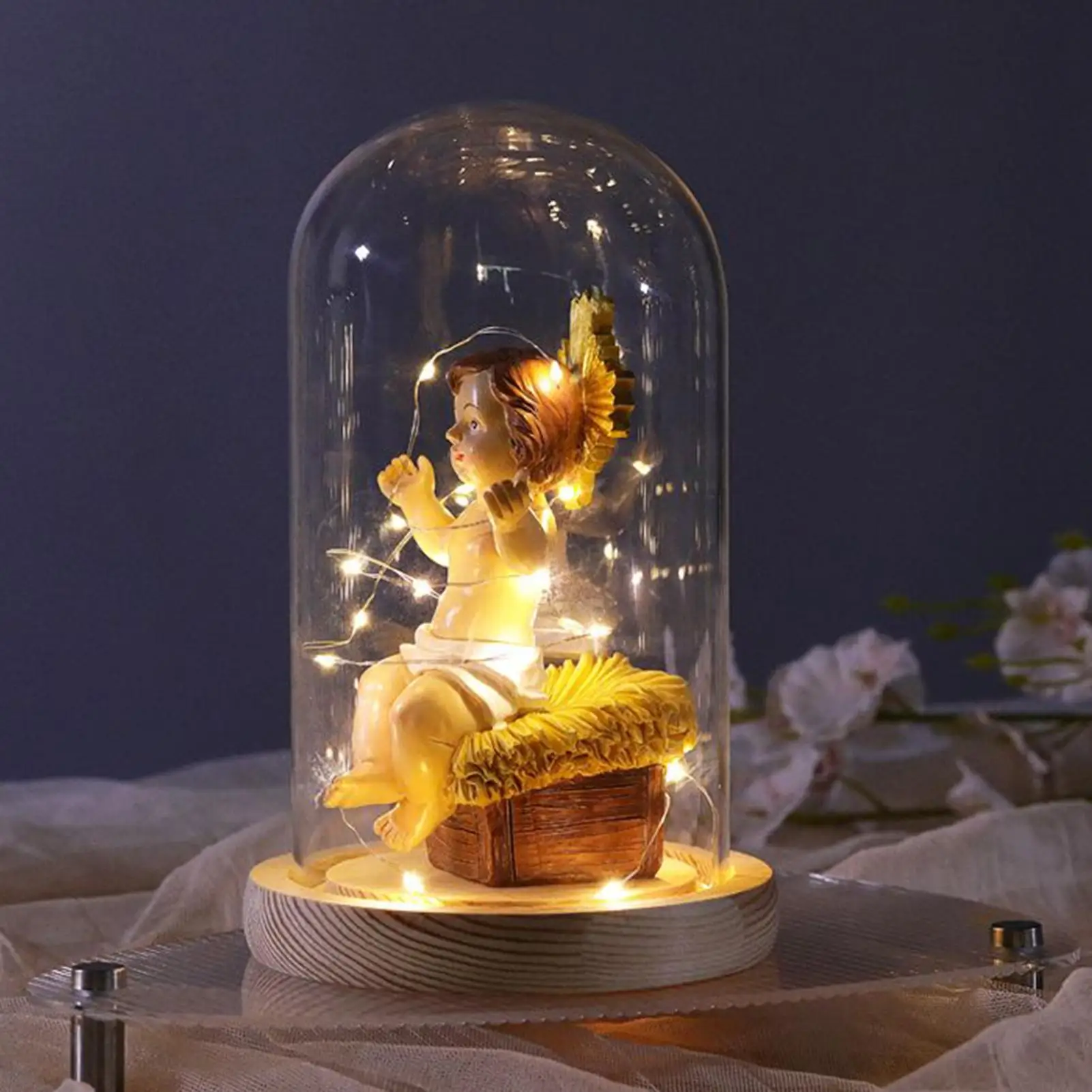 Baby Jesus Luminous Resin Saint Baby Jesus Figurine with Light Collectible Christian Table Piece Figurines for Nativity