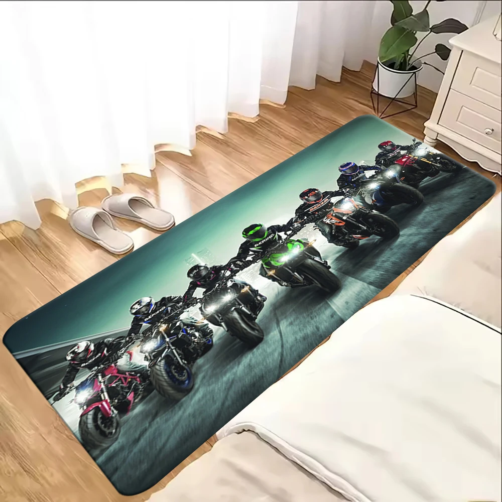 Racer Motorcycle  print Carpet for Living Room Decoration  Comfortable Resistant To Dirt Non-slip Rug Flannel Bedroom Floor Mat