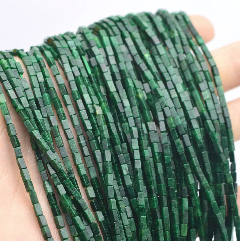 Natural 2x4mm Green African Jade Stone Rectangle Stone Loose Spacer Beads Strands Jewelry Making Accessories DIY Bead