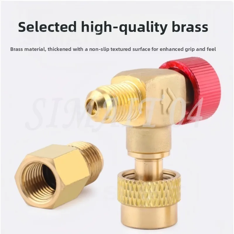 Right Angle Safety Valve 90 Degrees All Copper Air Conditioner Liquid R22/32/410 Fluoride Valve Refrigerant Liquid Adapter