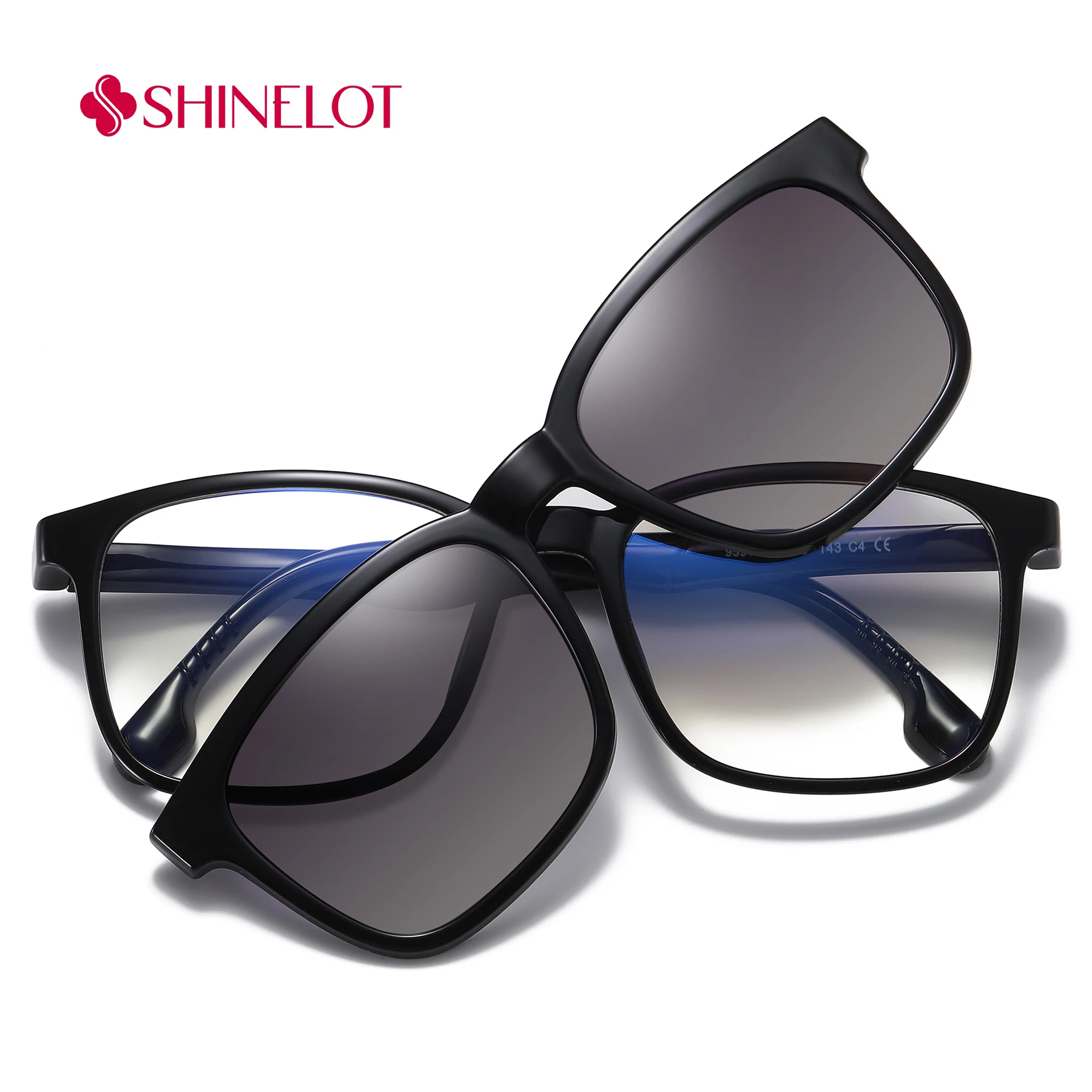 

95915 Classic Rectangle Clip on Sunglasses Polarization Optical Magnetic Sun Glasses UV400 Male Dual Purpose Shades