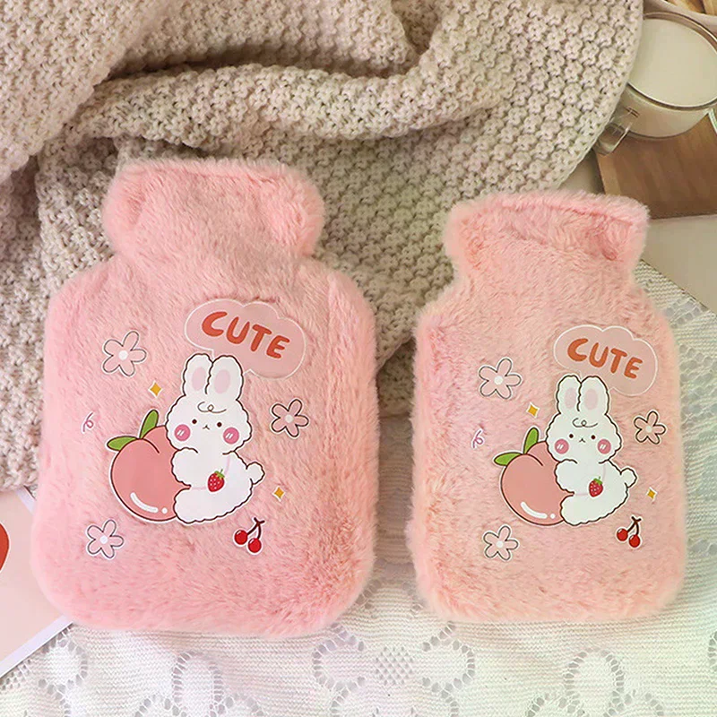 Plush Rabbit Bear Hot Water Bottle Water Filling Velvet Small Portable Student Hand Warmer Cute Warm Water Bag Cartoon