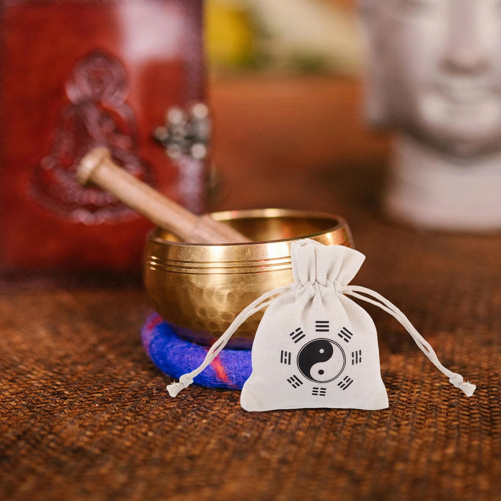 

10 шт., сумка для хранения скакалки на шнурке, портативный органайзер для тренажерного зала, путешествий, прочный легкий чехол из мешковины с принтом Bagua, мини