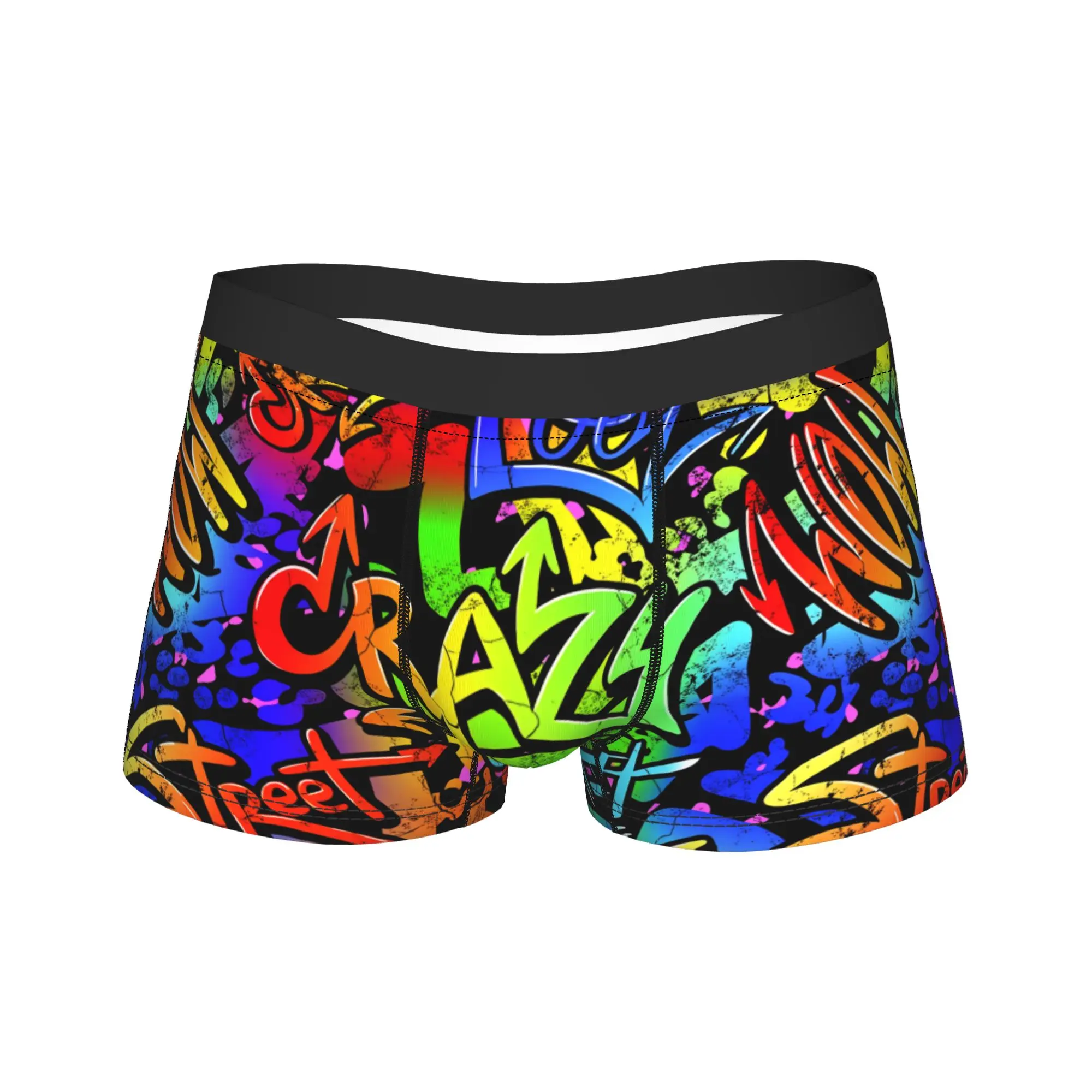 Neon Graffiti Art Shorts Briefs  Underwear Quality Male Classic Boxershorts Printed Plus Size Underpants