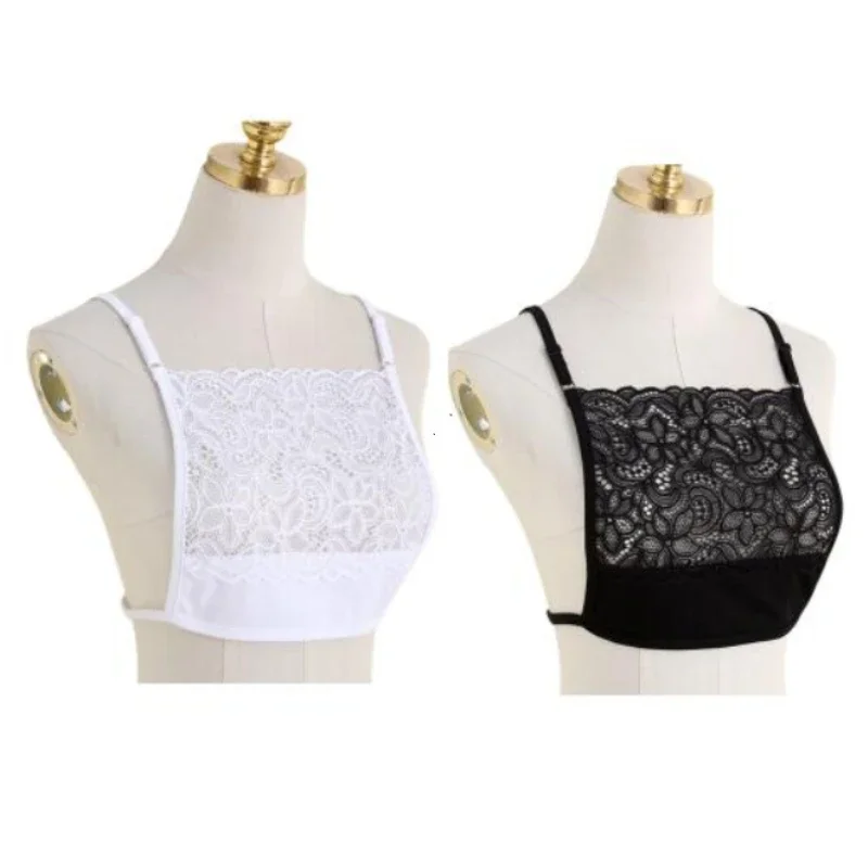 Women's Lace Cleavage Cover Camisole Breathable Invisible Mock Camisole Bras Solid Color Overlay Modesty Panel Vest Bandeau Top