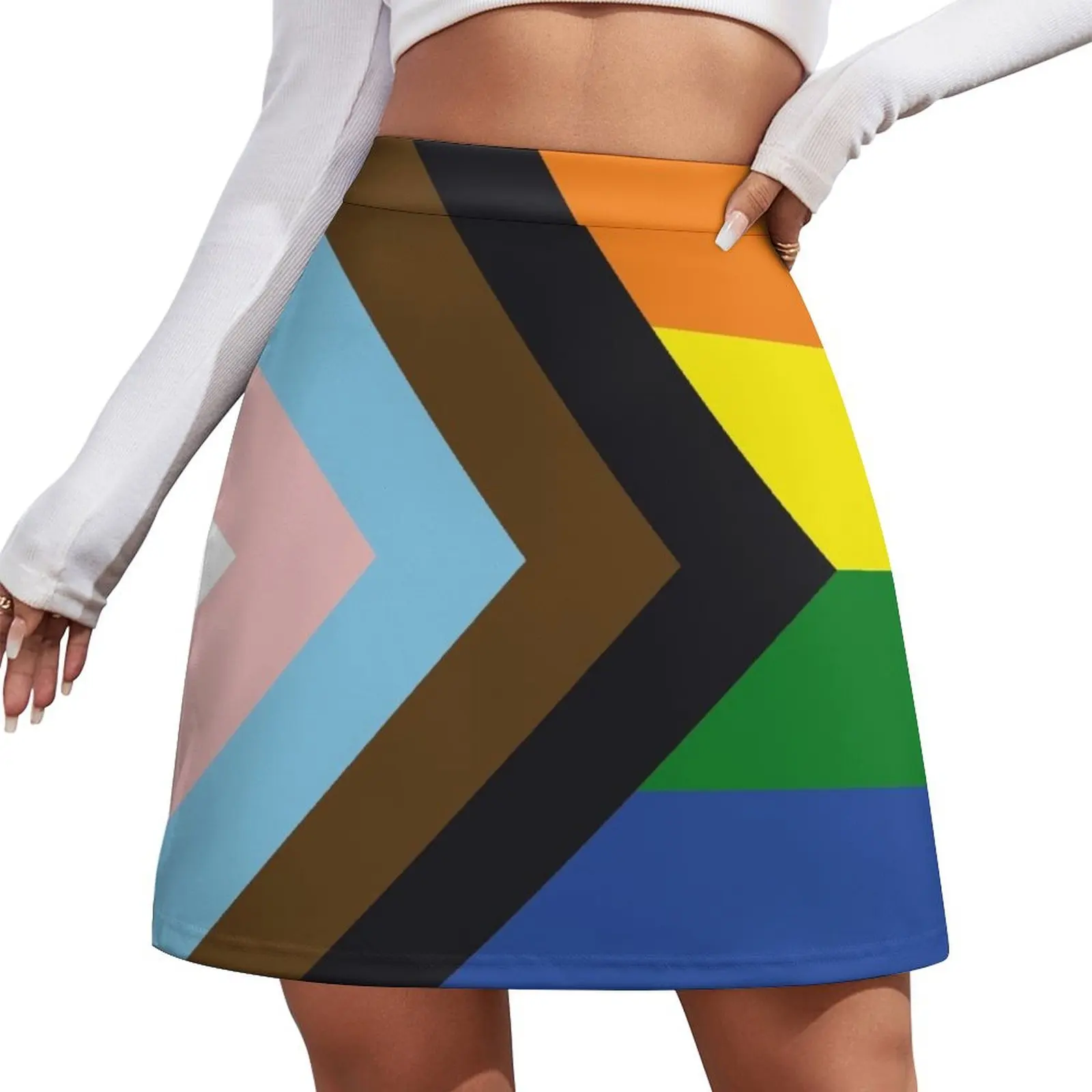 Progress Rainbow Pride Flag Mini Skirt korean luxury clothing outfit korean style Skirt pants