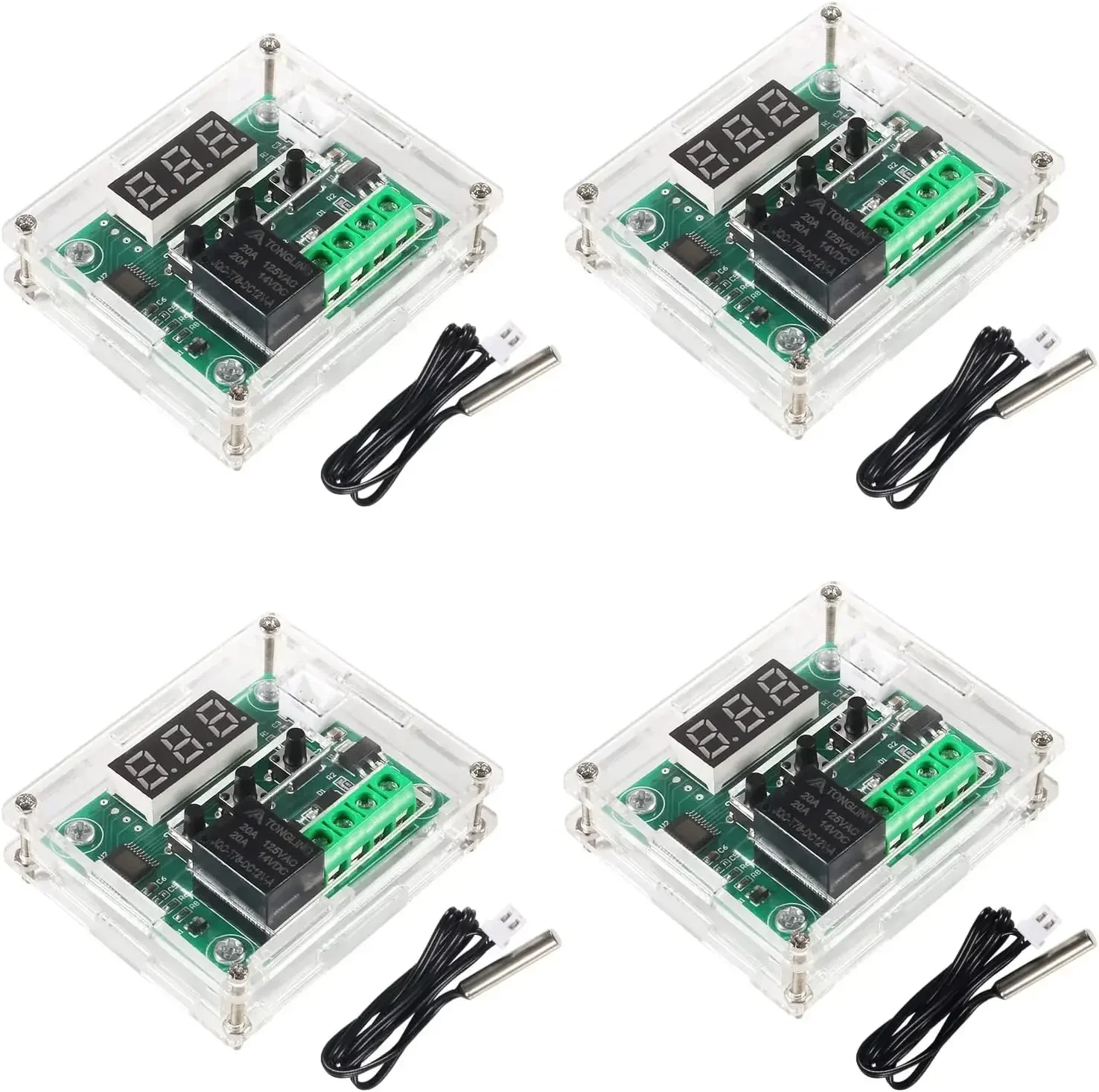 Digital LED Display Temperature Controller Module 2/4Pcs Waterproof NTC Probe Thermostat Module with Protective Case -50~110℃