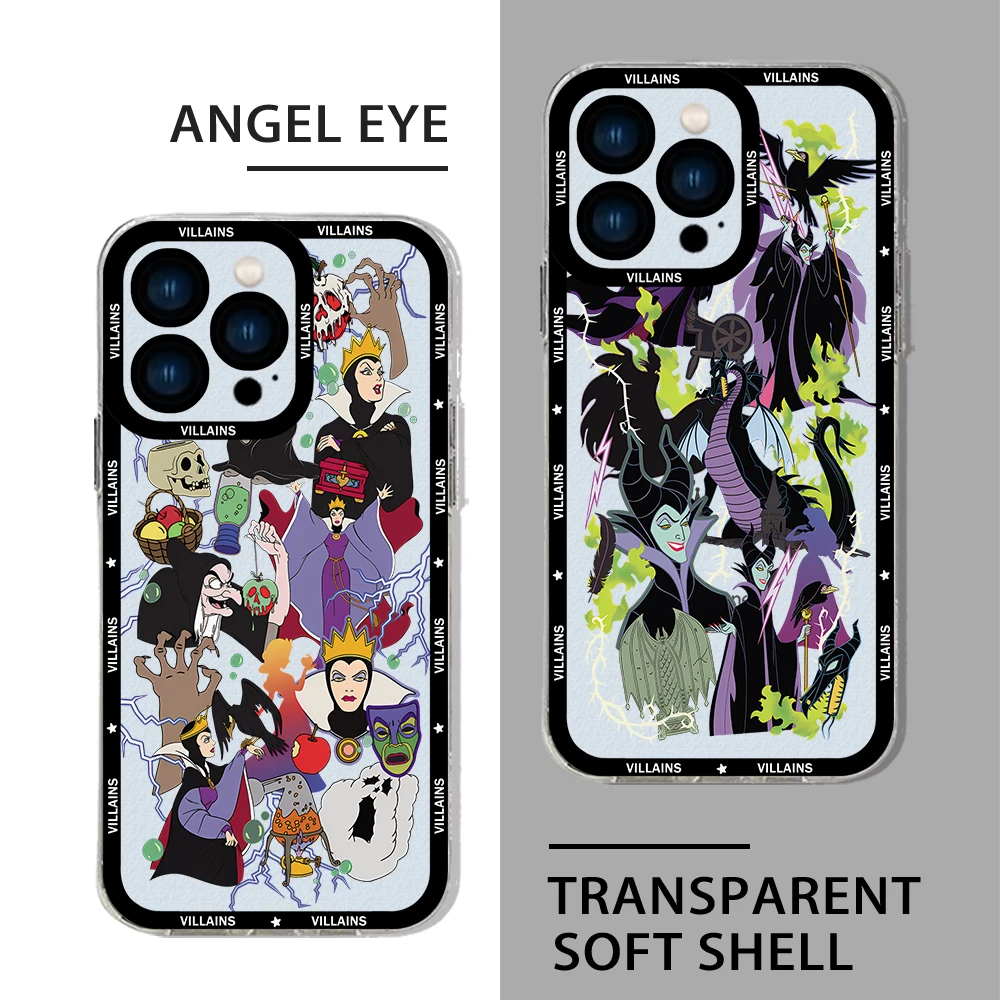 Disney Evil Villains Queen Phone Case For iPhone 15 14 13 12 11 Mini Pro Max X XR XSMax 6S 6 7 8 Plus SE20 Transparent Cover