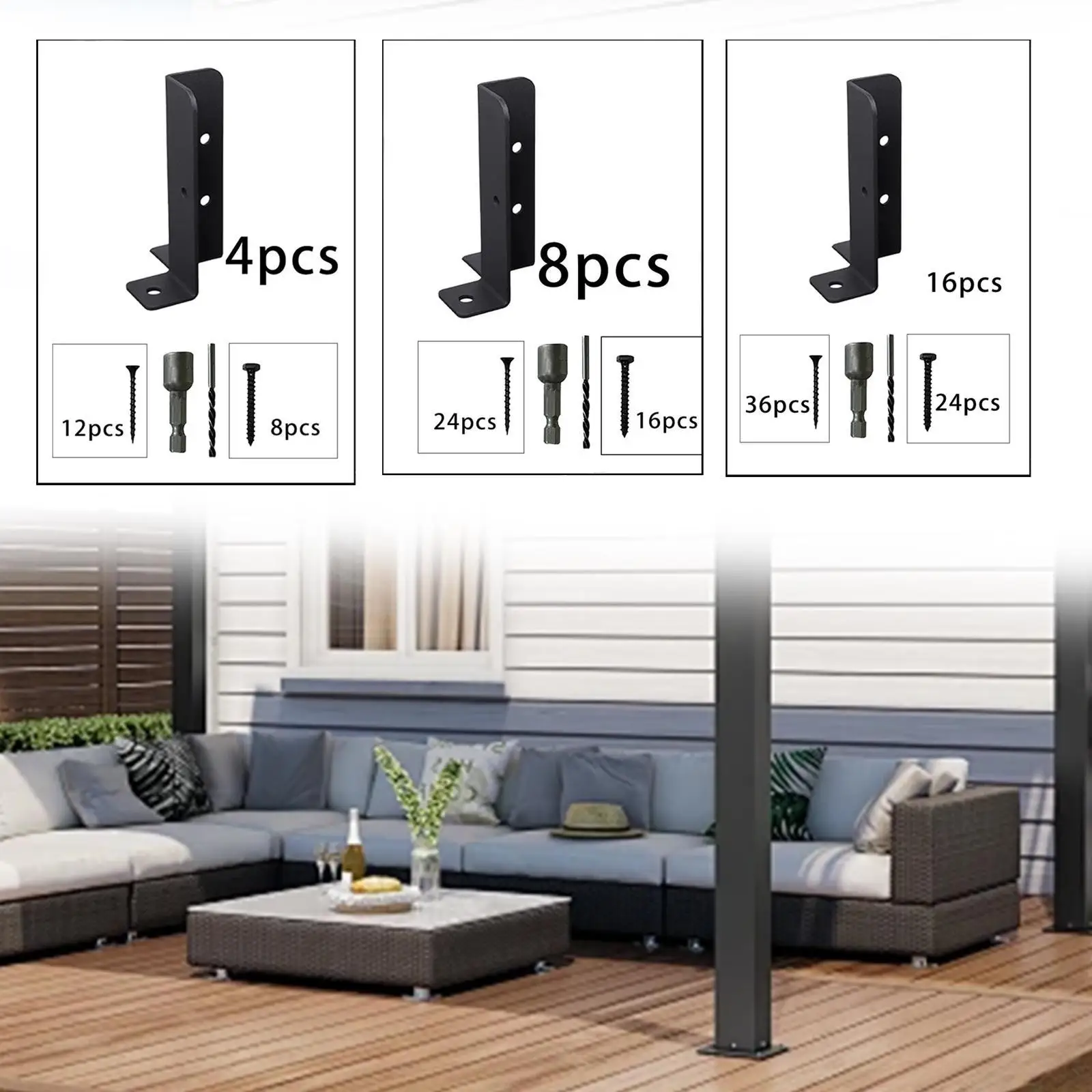 Suporte de base de poste, base de âncora de poste de deck profissional resistente de hardware