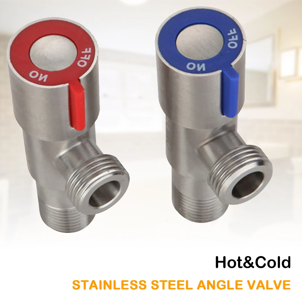 Stainless Steel Angle Stop Valve G1/2 Inlet and Outlet Quarter-Turn Shut Off Valve Bathroom Kitchen Replacement Tools