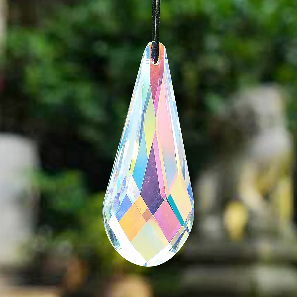 75mm Rainbow Crystal Suncatcher Prism Hanging Light Catcher Chandelier Lamp Lighting Drop Car Pendant Shinning Garden Decoration