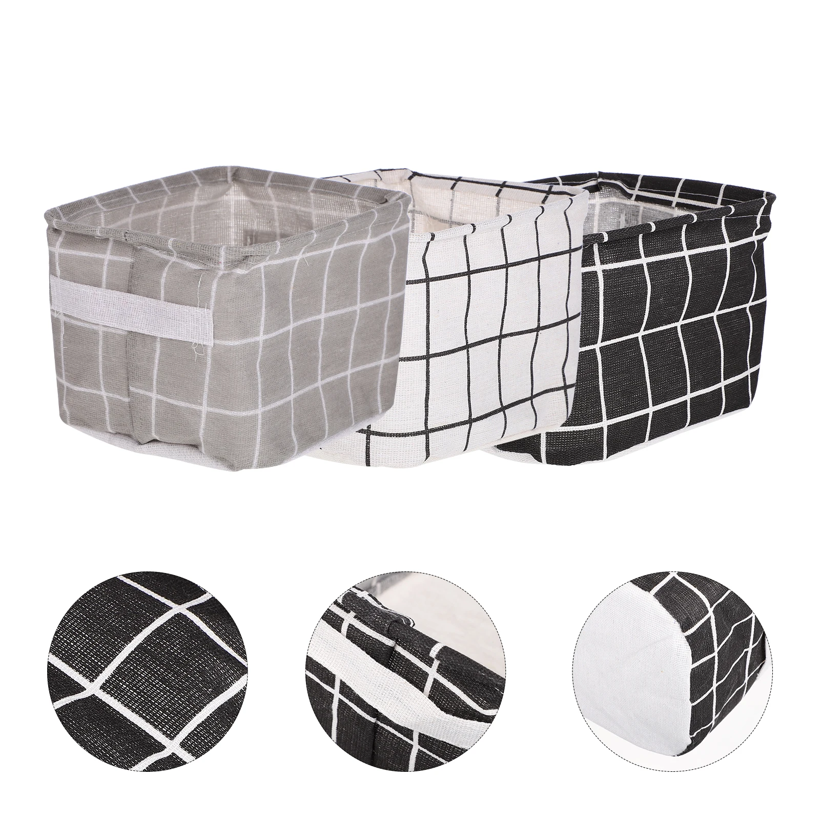 

3pcs Cotton Storage Baskets Organizer Desktop Sundries Holder Portable Home Basket Wardrobe Organizer Book Container