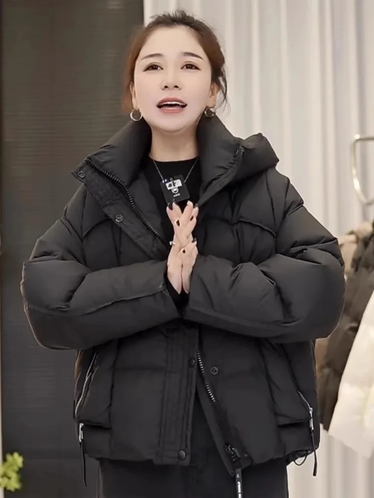 

Warm American Sle ort Cotton Jaet Women's Winter New Design Hat Inteated Bread Clothes Thiened Long Sve Zipper