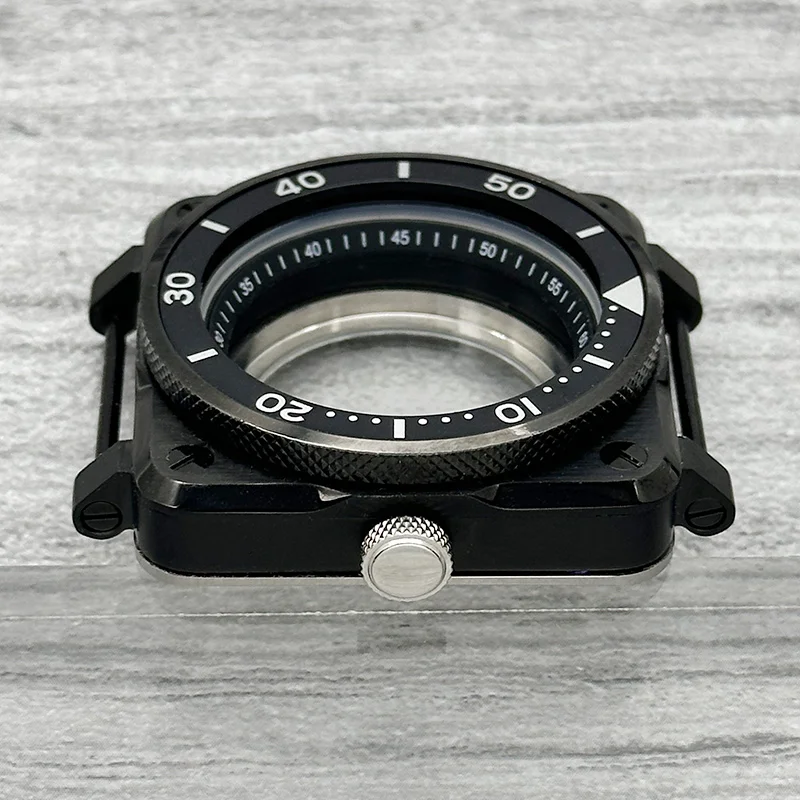 42mm Schwarzes Quadratisches Piloten-Cockpit-Gehäuse Saphirglas Passend für NH34 7S 4R NH35 NH36 Uhrwerk 28,5mm Zifferblatt Uhrenmodifikation – Detail 9