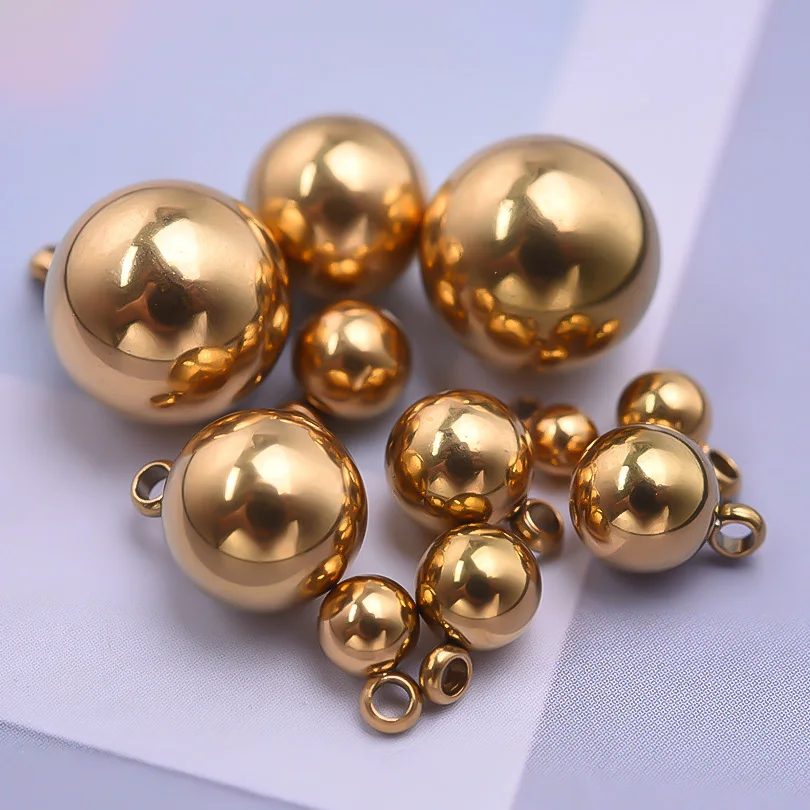 3/4/5/6/8/10mm Stainless Steel Round Ball Pendants For Jewelry Making Supplies 5pcs/Lot Smooth Bead Charms Handmade Bracelets