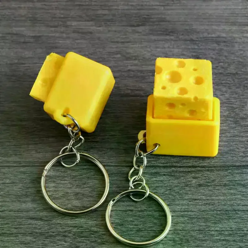 Cheese Key Chain Keyboard Stress Relief Fidget Button Cheese Keycap Fidget Clicker Keychain Keyboard Keychain Finger Toys Funny