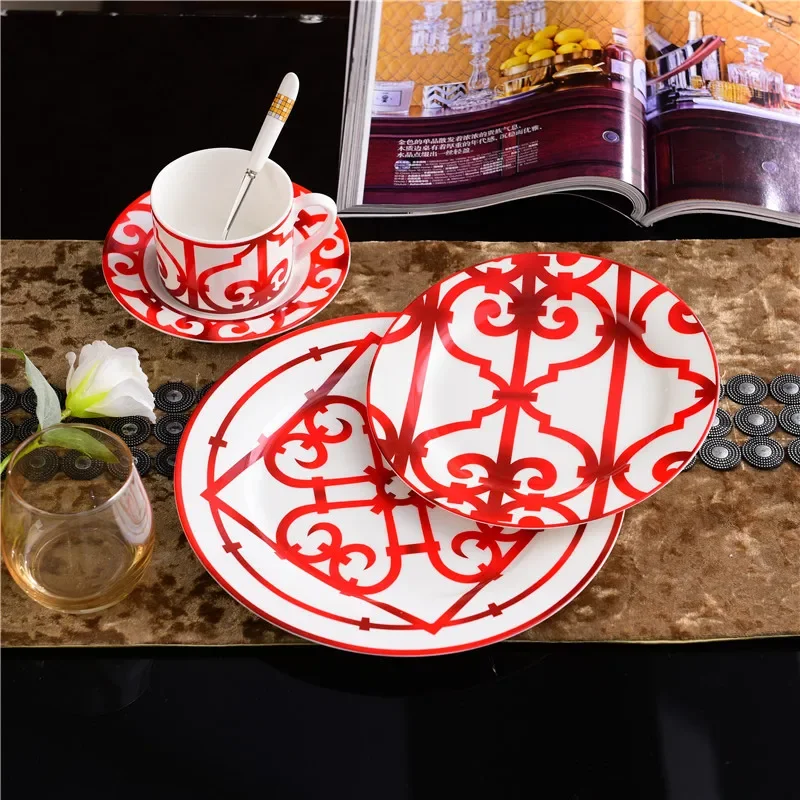 Creative Steak Square Tableware Set Western Dish Ceramic Dish Nordic Plate Sushi Desserts Tray Square Round Dinnerware Household