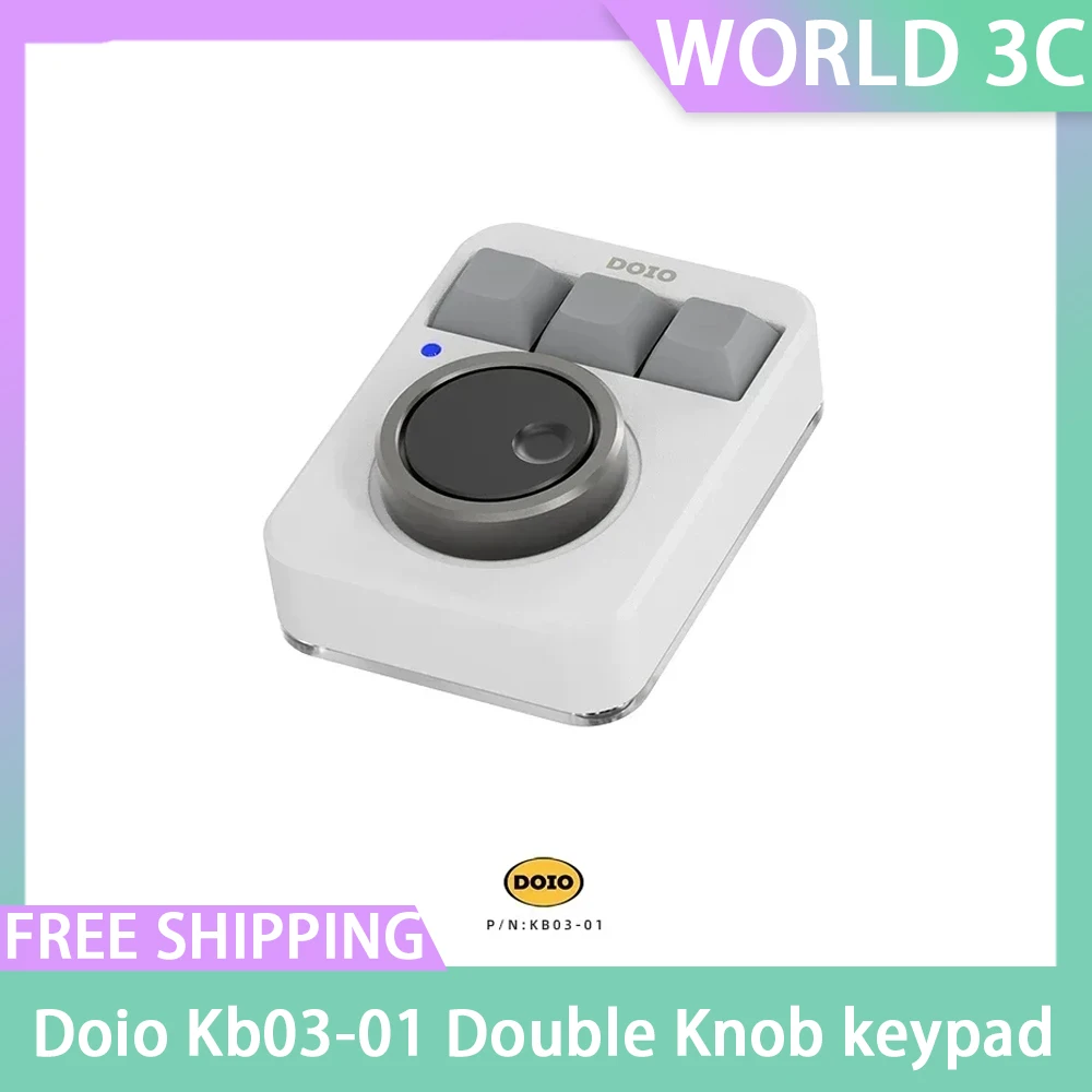 

Doio Kb03-01 Double Knob Mechanical Keyboard Aluminum Alloy Custom Volume Multimedia Boyfriend Gift Rgb Backlit Customize Via Ps