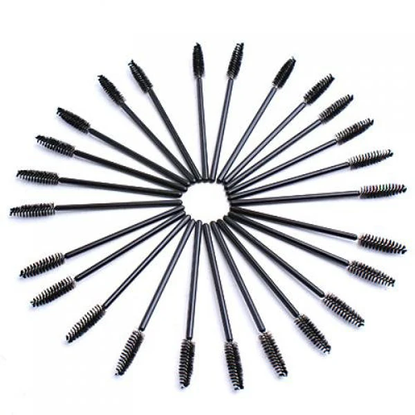 100 pçs varinhas de rímel descartáveis para cílios preto durável plástico dobrável cabeça da escova 25cm varinhas de rímel descartáveis