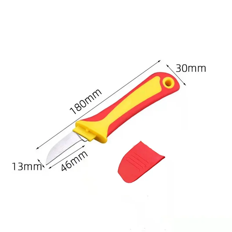 Isoliertes Messer für Elektriker, Abisolierer, Kabelabisolierschere, Gerade und gebogene Klinge, Gummigriff – Detail 3